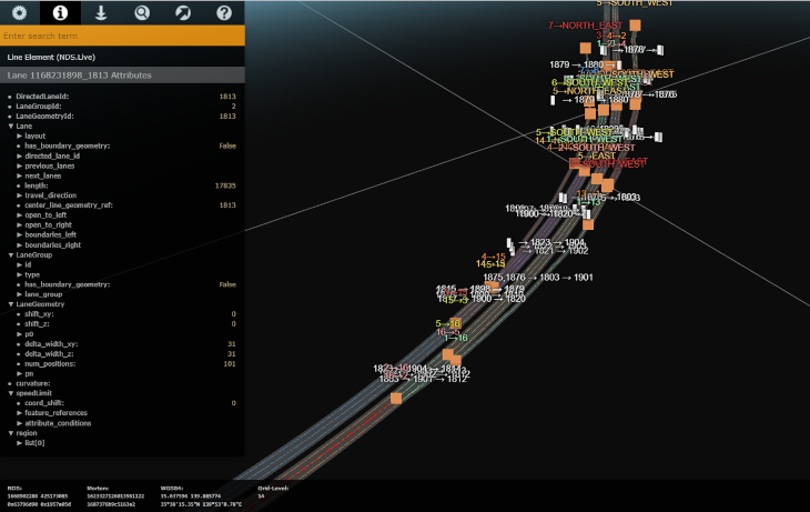 Map sample Japan HD Map layers visualized